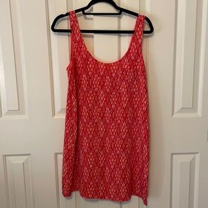 Joie red, pink, and orange patterned silk dress